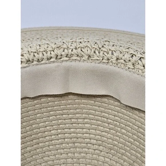 NWT J. CREW STRAW HAT WITH ROPE NATURAL BEIGE WOVEN PAPER WOMEN S/M WIDE BRIM - Picture 11 of 12